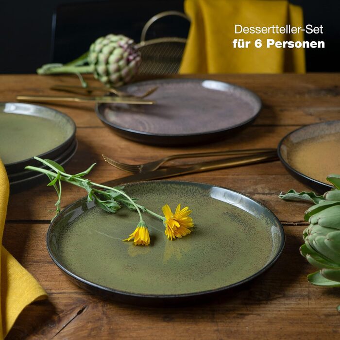 Набір посуду Moritz & Moritz VIDA на 12 осіб (36 предметів) - сучасний порцеляновий сервіз, стійкий до подряпин, підходить для мікрохвильової печі та посудомийної машини, обідній сервіз, сервіз для столу, комбінований сервіз на 12 осіб (вінтаж, десертні тарілки (6 шт))