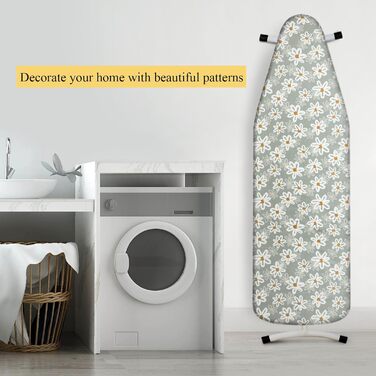 Чохол для прасувальної дошки LEEWEITAS, 110 x 30 см, 100% бавовна, термостійкий, легко встановлюється, регульований розмір (Соняшник)