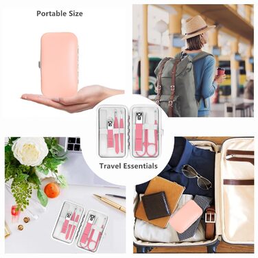 Набір для манікюру та педикюру Fenlebenil: інструменти для догляду за нігтями, подарунок для сім'ї та друзів (рожевий)