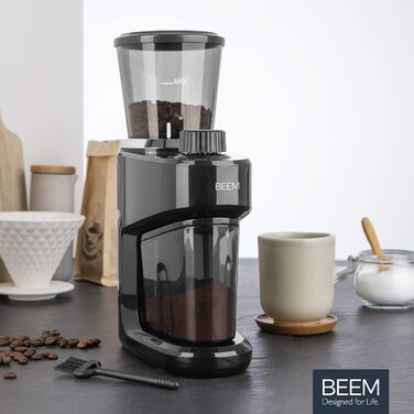 Електрична кавомолка BEEM GRIND-INTENSE 160 г, 15 режимів, конічний сталевий млин, 150 Вт, чорна