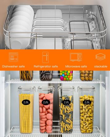 Набір контейнерів для зберігання продуктів Vorratsdosen 16 шт. з кришкою, набір для кухні, герметичні контейнери для спагеті, борошна, мюслі