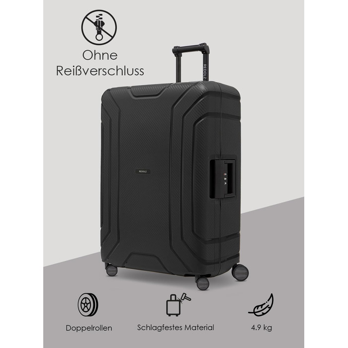 Набір валіз REDOLZ Hartschalen 3-х частинний (Deep Black) з TSA-замком та системою 3-х точок | з поліпропілену, 4 колеса