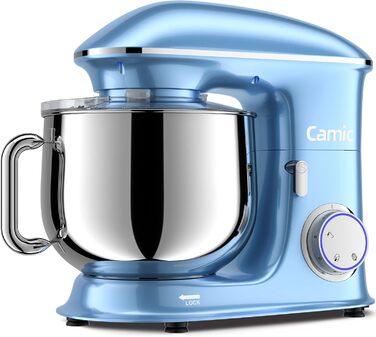 Stand Mixer Dough Mixer Camic 1500W 8L Stand Mixer Mixing Appliance Multifunction Mixer Quiet, Powerful, and Professional, 6 Speeds with Pulse, Stainless Steel Bowl (Black)