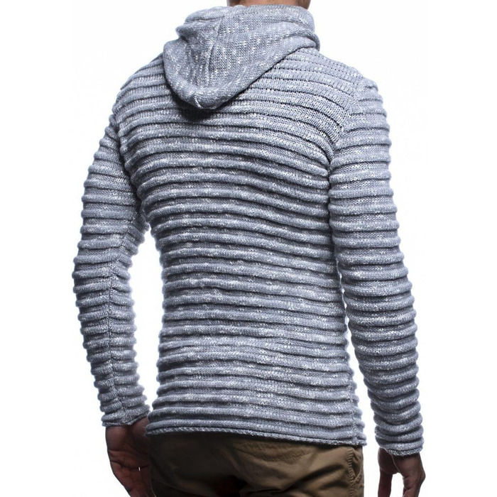 Світшот Leif Nelson для чоловіків з капюшоном та блискавкою - в'язаний світшот/кардиган з бавовни (3XL, сірий)