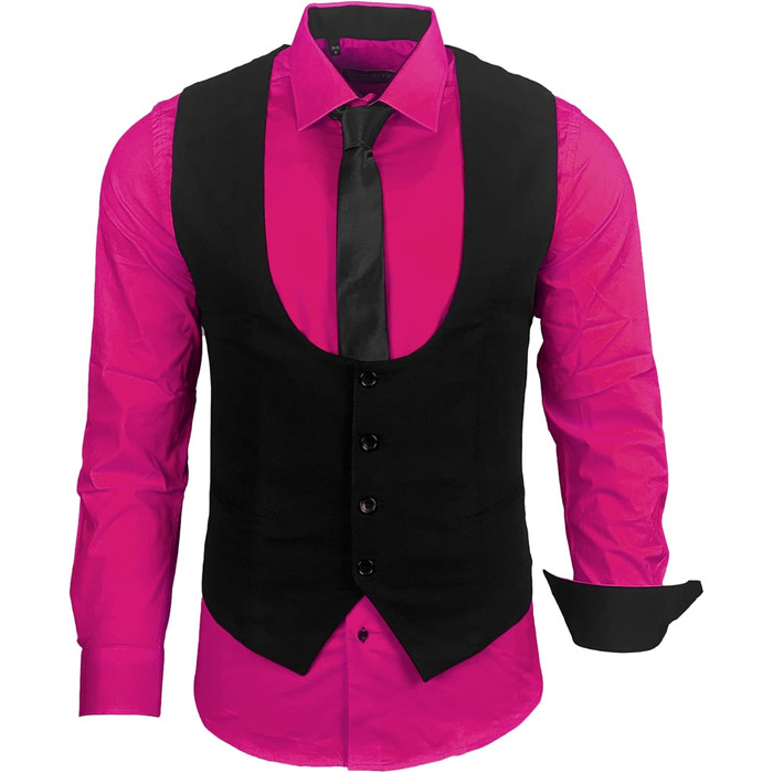 Чоловічий костюм-трійка Slim Fit: Жилет, піджак, краватка (Рожевий, Розмір S) - B-101