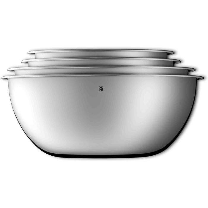 WMF Gourmet Bowl Set, 4-Piece, Stainless Steel Bowls for the Kitchen 1.0L - 3.5L, Mixing Bowls, Salad Bowls, Serving Bowls, Cromargan, Nesting