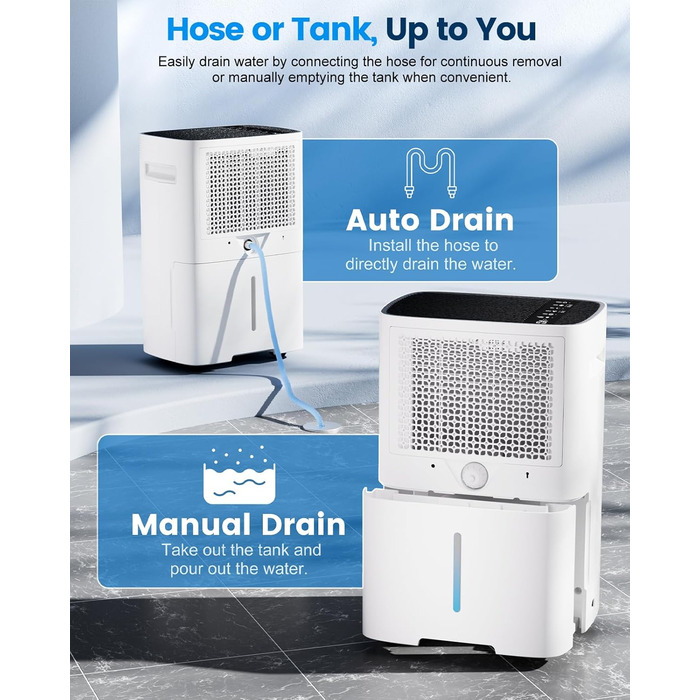 Електричний осушувач повітря 20л/день, потужний, з LED-дисплеєм, для сушіння білизни, з гофрованим шлангом, таймером та авторозморожуванням, для квартир, ванних кімнат, підвалів (20L-D)