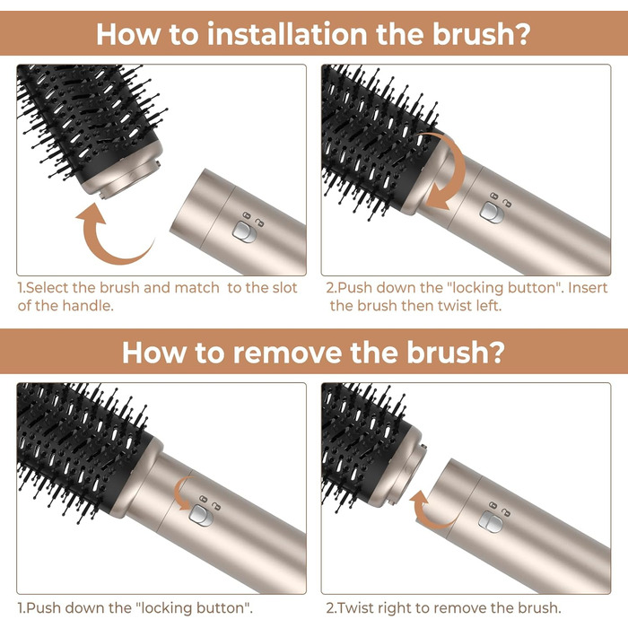 Airstyler Rundbürstenföhn 6 в 1: Набір для укладки волосся, фен-щітка, плойка, 1000W, 3 температурні режими, жовтий