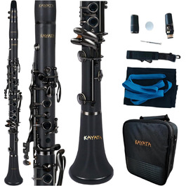 Кларинет KAYATA B з чорним ебонітовим корпусом, нікельовані клавіші, регульована підставка для великого пальця, кейс Deluxe Canvas чорний, нікель