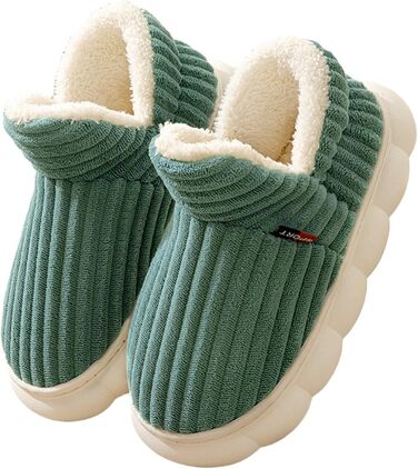 Зручні домашні тапочки для жінок на зиму, теплі, закриті, унісекс, з неслизькою підошвою, товсті, хмарні тапочки 39/40 EU, зелені