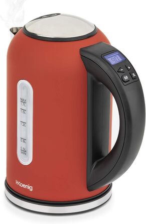 Електричний чайник H.Koenig BOE54 Inox 1.7L з програмуванням температури, червоний