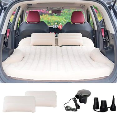 KMZ Automatic Car Mattress, 2 Pillow Car Air Mattress, Double-Sided Thickened Flocked Auto Mattress, Inflatable Car Bed for Trunk Rear Seat