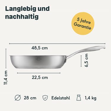 SILBERTHAL Stainless Steel Frying Pan Set - 3 Piece - 8, 9.5, and 11 inch - Induction Compatible, Non-Stick, Oven Safe up to 250° - Uncoated