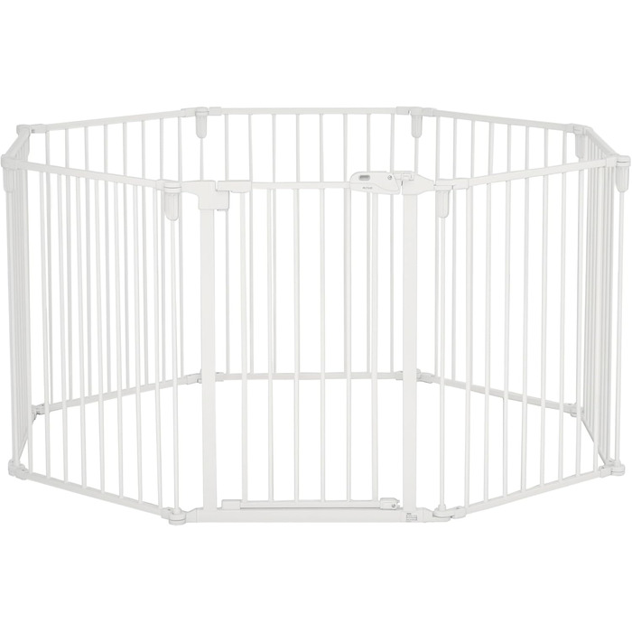 PawHut вольєр для цуценят/маленьких собак, захисний бар'єр з дверцятами, гнучкий, 8 панелей (60 x 76 см), білий