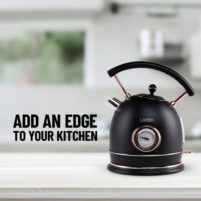 Електричний чайник Lauben 17BC, 1.8 л, 2200 Вт, з регулюванням температури, нержавіюча сталь, захист від сухого кипіння, захист від перегріву, підсвічений вимикач, відсік для шнура