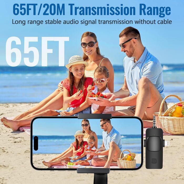 Набір бездротових петличних мікрофонів 2 шт. з шумозаглушенням, Plug & Play для iPhone, Android, iPad, Laptop, для відеозйомки, подкастів, Vlog, YouTube, TikTok