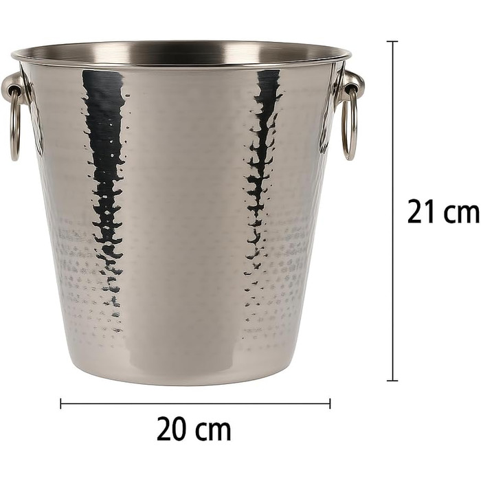 Охолоджувач для шампанського та вина з нержавіючої сталі Bambelaa, великий емальований еimer, срібний (діаметр 20 см)