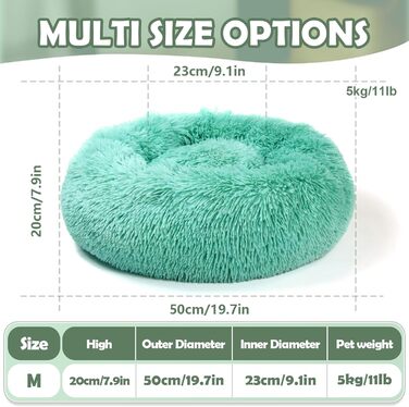 М'яке кругле ліжко для собак та котів, 50 см, рожеве/темно-зелене, 50x50x20 см, миється, не слизьке