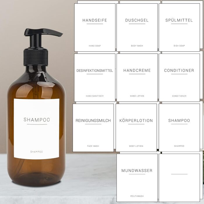 3 диспенсер для мила об'ємом 500 мл з кріпленням на стіну, пластик, для ванної кімнати, з етикетками