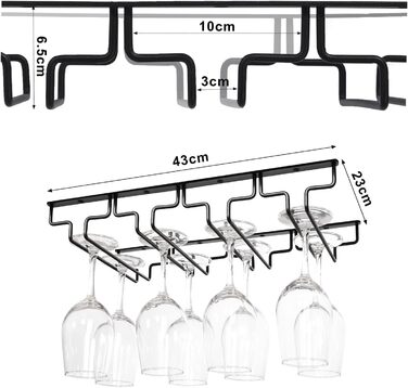 Тримач для келихів вина під шафу, металевий, 4-х рядний, на 8-12 келихів, антикорозійний, для бару, кухні, кафе (знімний), чорний
