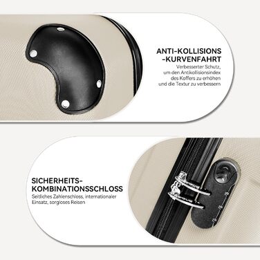 Набір валіз Beibye Hartschalen з ручкою-телескопом (M-L-XL) - темно-зелений, кремовий