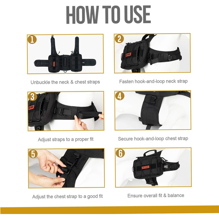 OneTigris Mammoth Hunderucksack 2.0: Рюкзак для собак середніх та великих порід (L, Чорний) 53 x 5 x 17 см