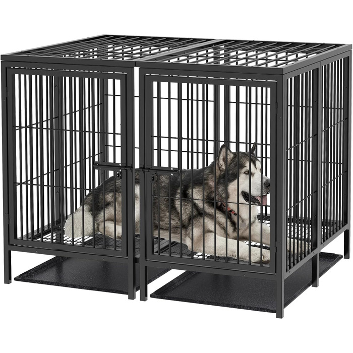 Кіяж для собак BingoPaw XXXL: міцна переносна клітка-вольєр для великих собак, 130x100x100 см, з подвійним доступом та піддоном