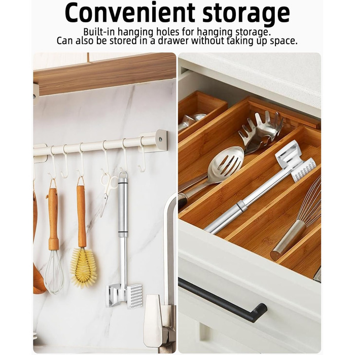 Fleischhmmer Bixury 27 см з нержавіючої сталі: подвійний м'ясорубка для кухні, ідеальний для шніцелів, котлет та стейків