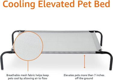 Amazon Basics Elevated Dog Pet Bed, Grey, Size 130 x W 80 x H 19 cm (M)