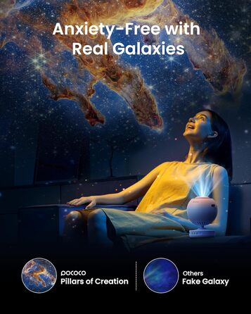 POCOCO Starry Sky Projector, Galaxy Star Projector, Home Planetarium for Kids and Adults; for Bedrooms, Interiors; as Decoration, Sleep Aid, and Relaxation - with 2 Discs (Healing Vibes Gift Box Pink Blue)