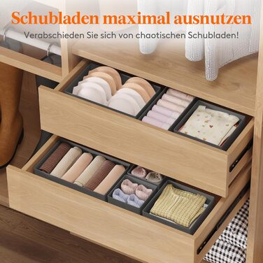 Lifewit Drawer Organizer Set, Closet Wardrobe Organizer Changing Table Drawer Organization System for Wardrobe Bedroom for Clothes, Children's Clothes, Socks, Underwear, Grey (Grey, 8)