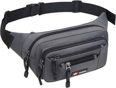 Водонепроникна поясна сумка-бананка для чоловіків та жінок. Багатофункціональна сумка на пояс з блискавкою. Підходить для подорожей, походів та активного відпочинку (Сірий)