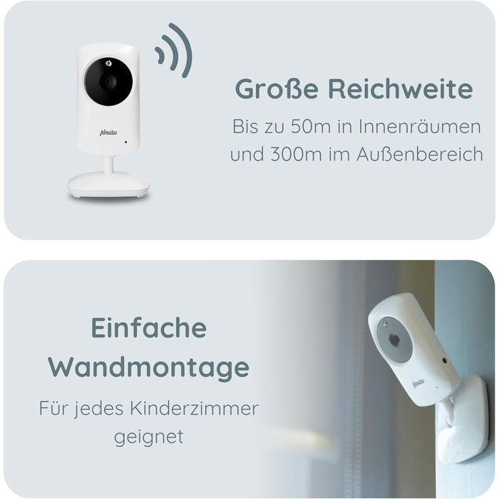 Відеоняня Alecto DVM-64 Funk з камерою, нічне бачення, двосторонній зв'язок, велика дальность дії, білий колір