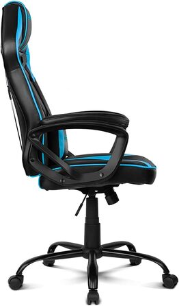 Ігрове крісло DRIFT GAMING DR50 (DR50BL) професійне, регулювання висоти, гойдання, м'які підлокітники, штучна шкіра, чорно-синє, 67x122-131x67 см