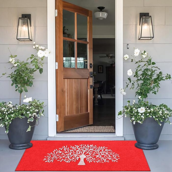 Килимок для підлоги AOAOPQ Tree of Life - антиковзаючий килимок для дому та вулиці (60x90 см, дерево & сірий)