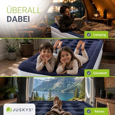 Самонадувний матрац Juskys® Sapri L, 197x154x45 см, антрацит