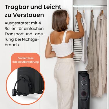 Електричний масляний радіатор Pro Breeze 2500W з таймером, 3 режими, термостат, захист від перегріву, білий/чорний