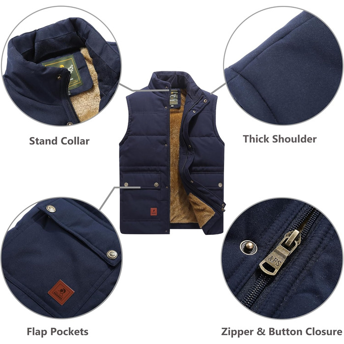 Чоловіча жилетка VtuAOL для зими, тепла флісова жилетка, Outdoor, армійсько-зелений (M)