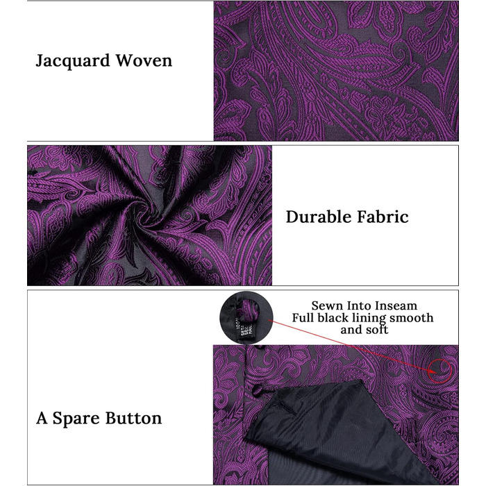 Костюмний жилет DiBanGu для чоловіків, 5 шт. (жилет, краватка, метелик, нагрудна хустинка, запонки) S-3XL, 22-lila Blumen XL