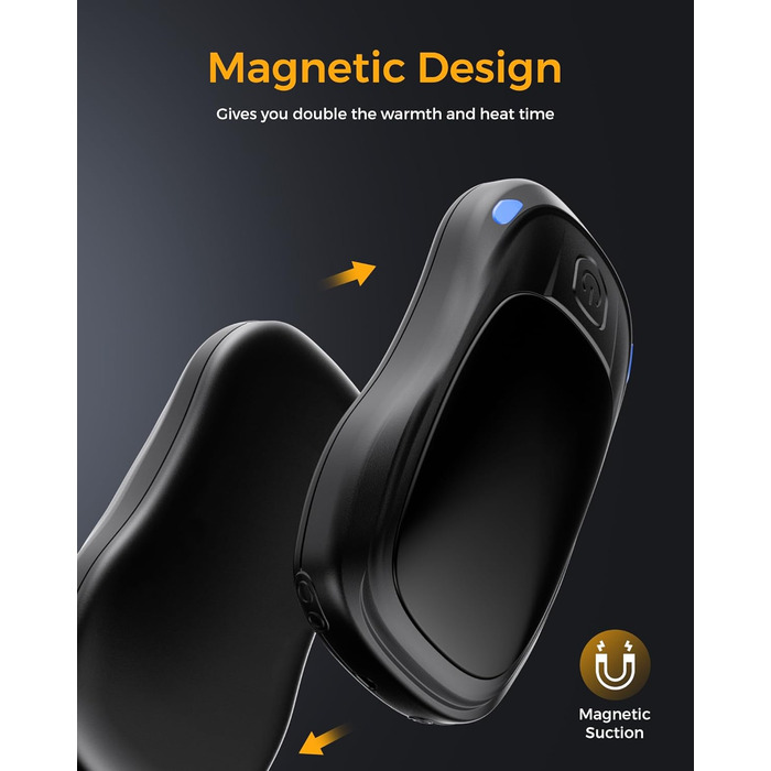 Електричні грілки для рук 2 шт. з AI-чіпами, багаторазові, з магнітним USB-підключенням, 3 режими нагріву, до 24 годин роботи, чорні - подарунок для жінок та чоловіків