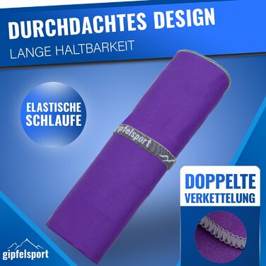 Набір мікрофібрових рушників Gipfelsport для сауни, фітнесу, спорту та пляжу. Розмір S: 80x40 см, фіолетовий (2 шт.)
