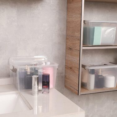 Citylife 6-Piece Storage Box Set, 5L Capacity with Lid and Closure Clips, Handle, Stackable, Transparent Box, for Living Room, Bedroom, Garage, 21.4 * 14.5 * 15.5cm