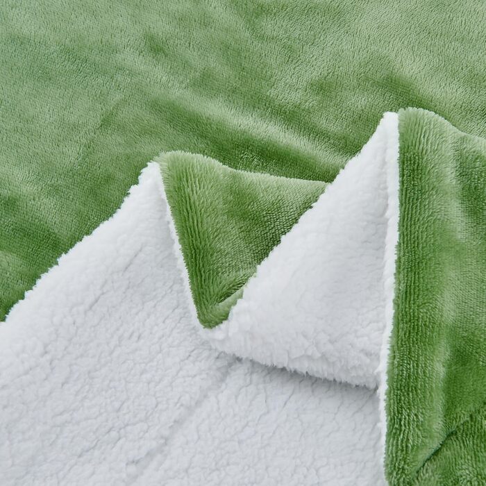 Плед Sherpa з двостороннього матеріалу, теплий плед для дому, диванний/плед для дивану з Sherpa, м'яка флісова ковдра як накидка на диван або для вітальні (220 x 240 см, трав'яний зелений)