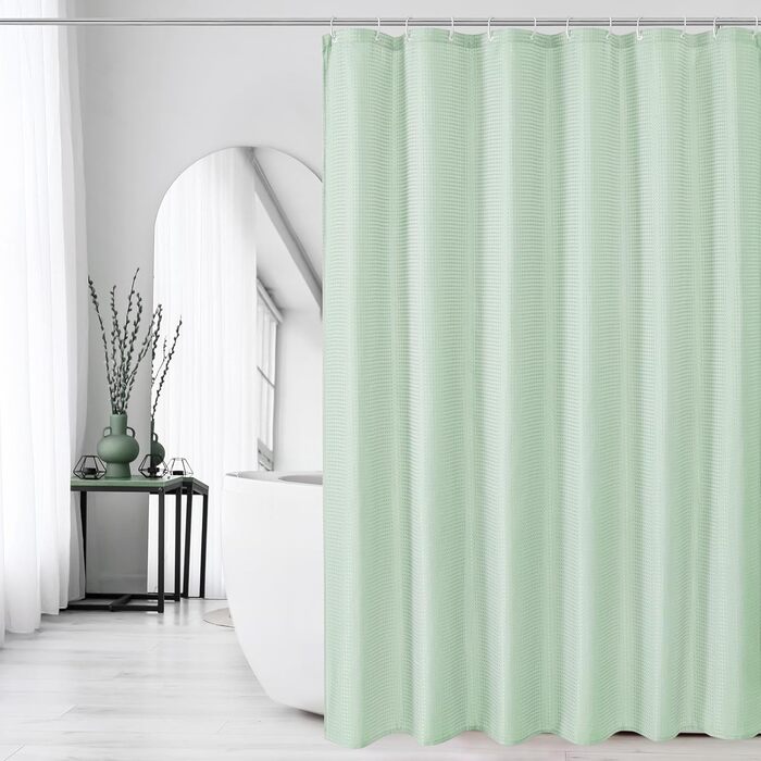 Драбина для душу Gibelle, 183 x 213 см, вафельна текстура, текстильний, водонепроникний, для прання в пральній машині, фіолетовий (м'ятно-зелений)