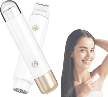 Електричний жіночий тример для тіла 2-в-1, IPX8, для бікіні-зони, обличчя та тіла, водонепроникний, для чутливої шкіри (білий)