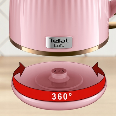Бездротовий електрочайник TEFAL Loft KO2517, 2400 Вт, рожевий