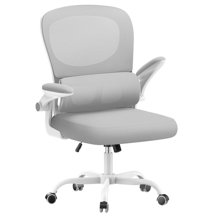 Офісний стіл Naspaulro: ергономічне крісло з регульованою підголівником, підлокітниками та підтримкою попереку. Динамічний поворотний стіл з дихаючою сіткою для дому та офісу (Сірий 2, без підголівника)