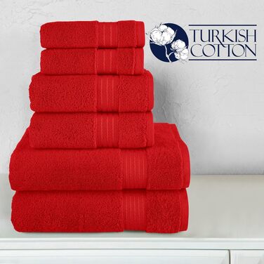 Набір рушників Elegant Comfort Premium Cotton з турецької бавовни, 6 предметів (2 банні, 2 для рук, 2 маленькі), червоний