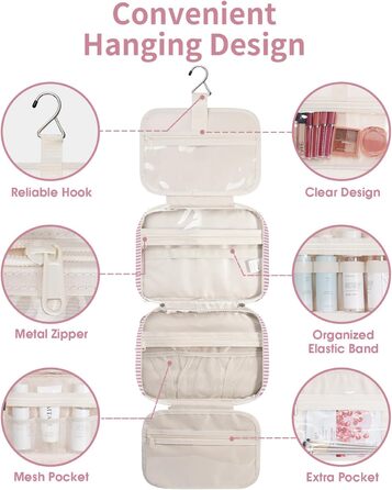 Narwey Косметичка для дівчаток з сіткою, велика, зелено-сіра, з смугами, модель Y