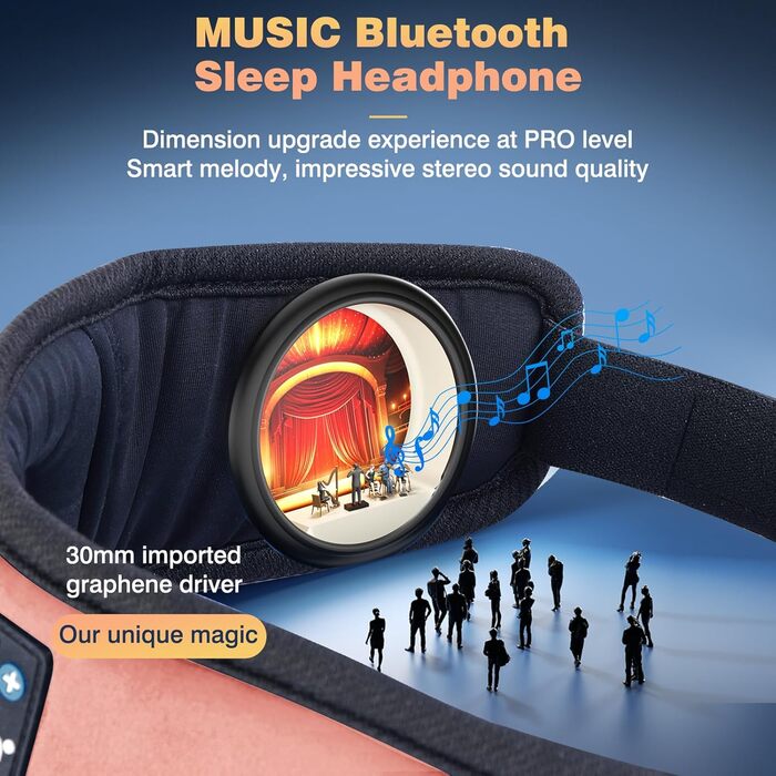 Маска для сну з навушниками Bluetooth LC-Dolida V5.4, 3D маска для сну з дихаючим матеріалом для жінок та чоловіків, з мікрофоном для подорожей, сну, йоги та медитації (Flamingorosa)